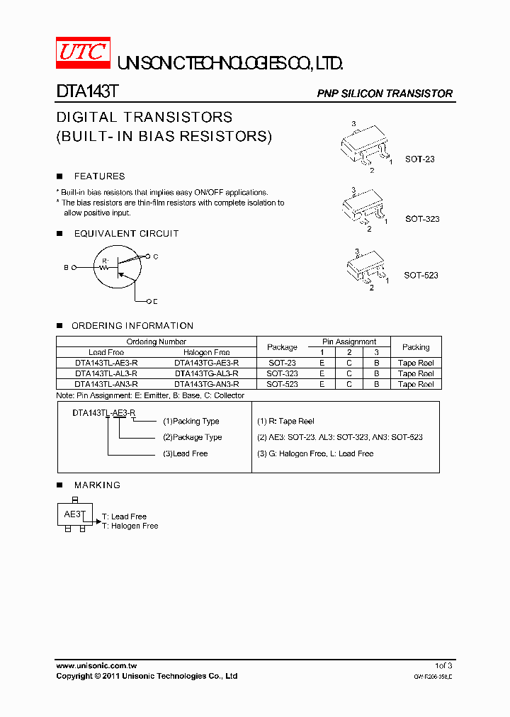 DTA143TG-AL3-R_6499277.PDF Datasheet
