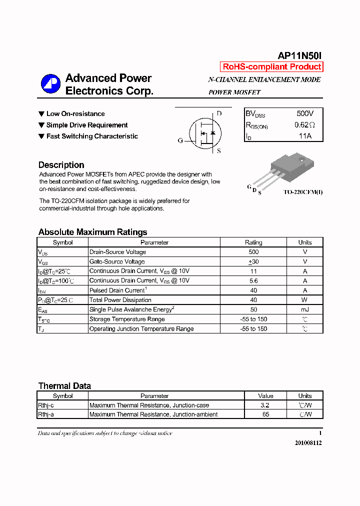 AP11N50I_6500974.PDF Datasheet