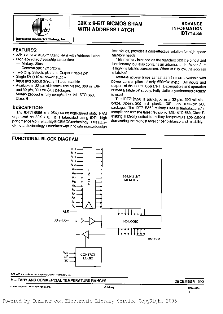IDT71B556S15Y_6505207.PDF Datasheet