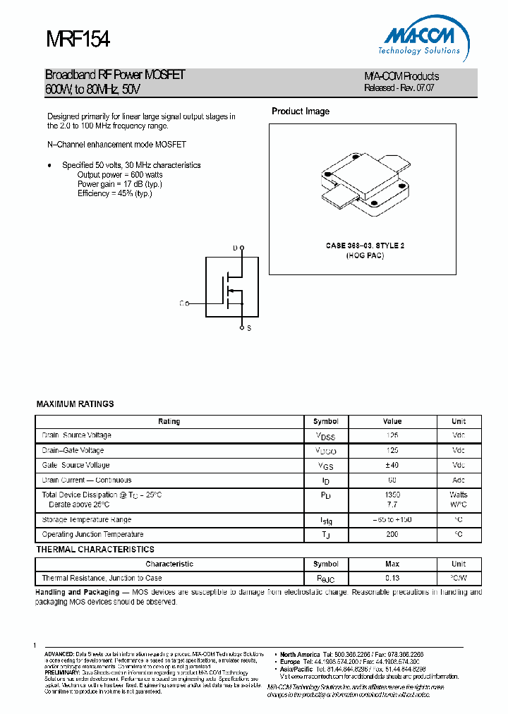 MRF154_6520495.PDF Datasheet
