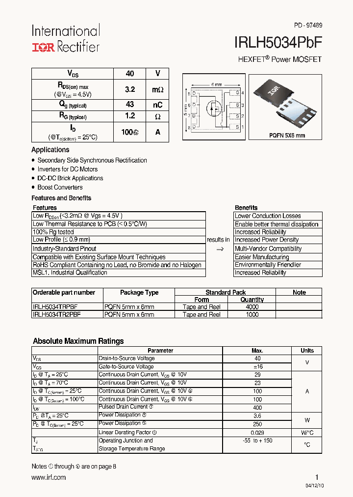 IRLH5034PBF_6526307.PDF Datasheet