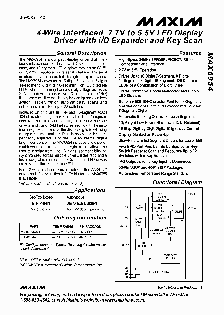 MAX6954APL_6530657.PDF Datasheet