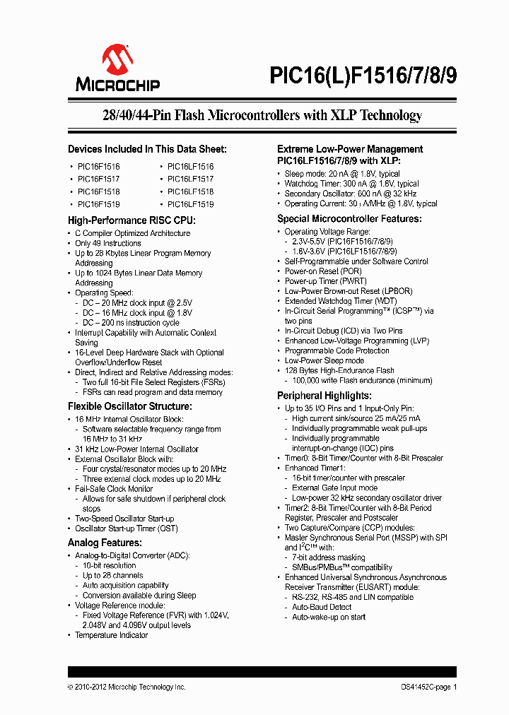 PIC16F1512_6530220.PDF Datasheet