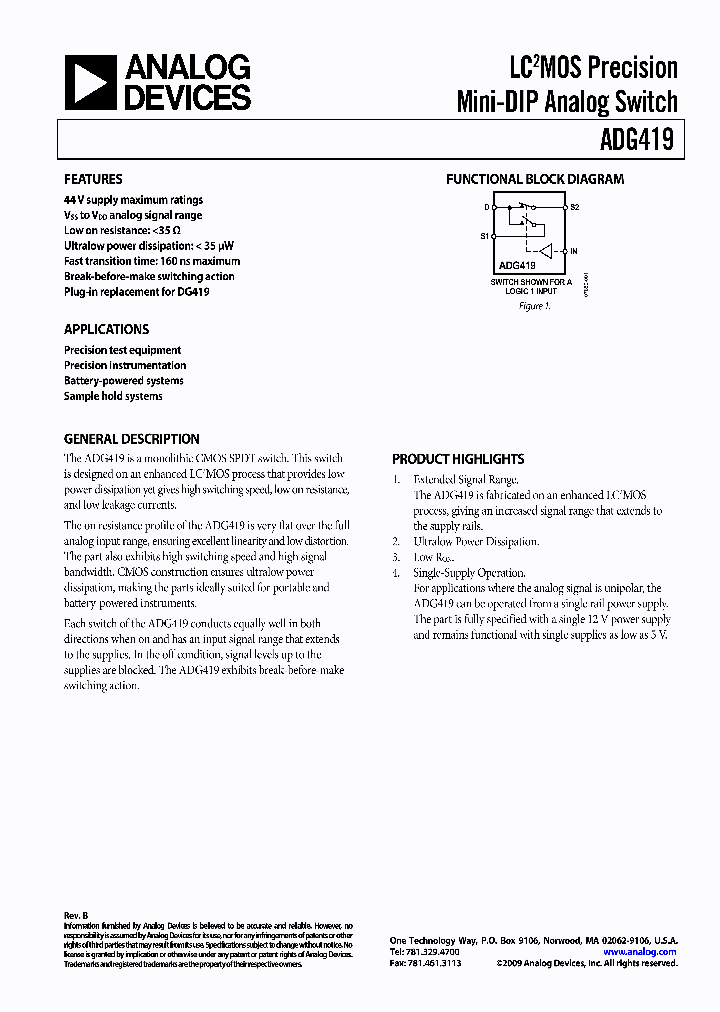 ADG419BNZ1_6548253.PDF Datasheet