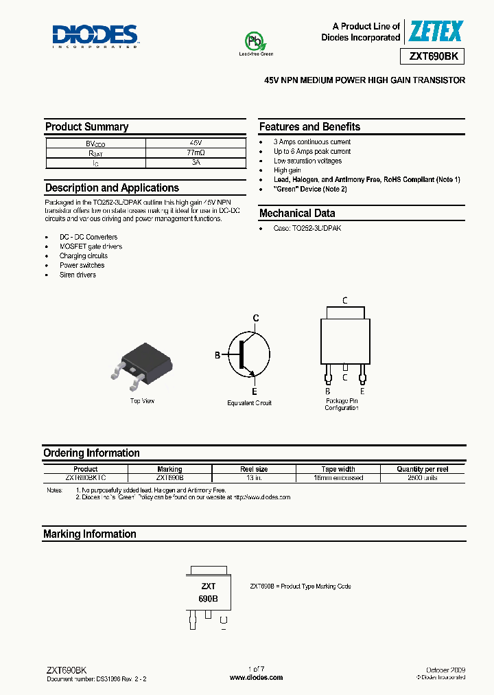 ZXT690BKTC_6553422.PDF Datasheet