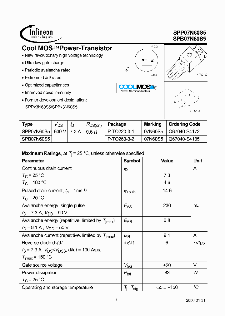 SPP07N60S5_6560467.PDF Datasheet