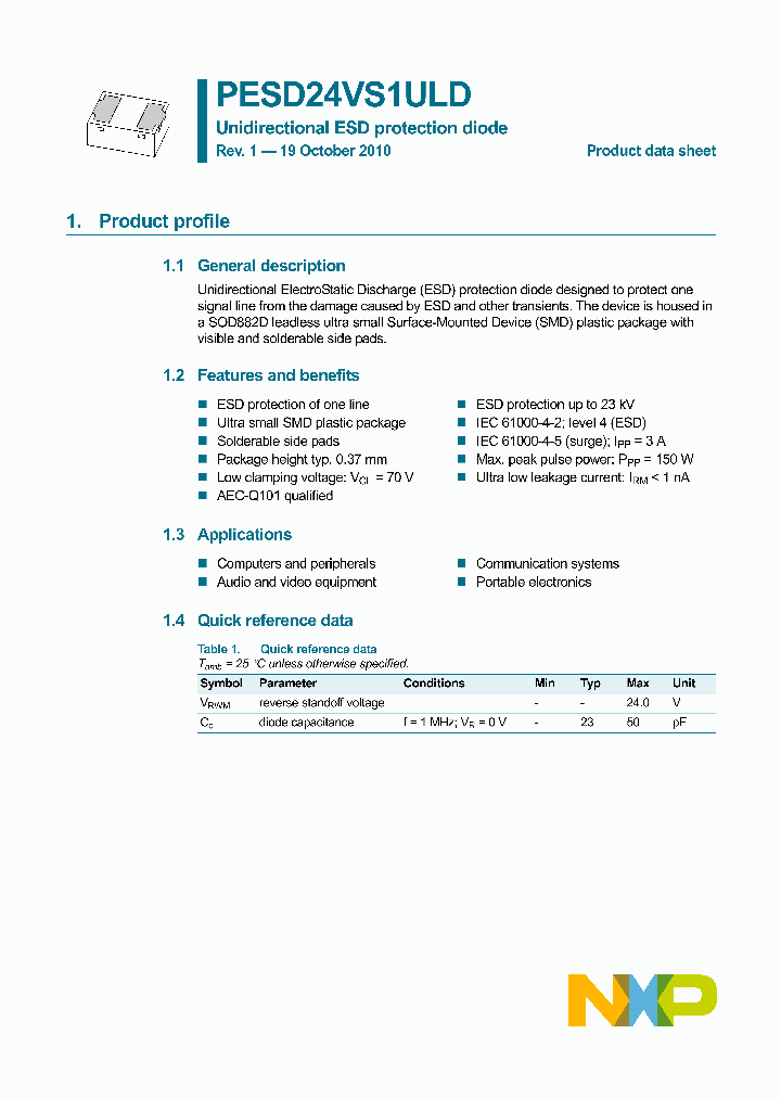 PESD24VS1ULD_6565022.PDF Datasheet