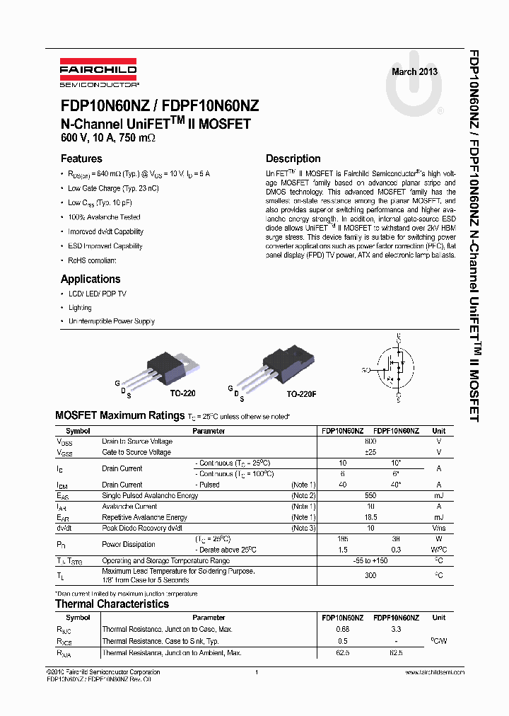 FDPF10N60NZ_6570209.PDF Datasheet