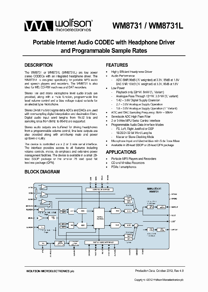 WM8731SED13_6579772.PDF Datasheet