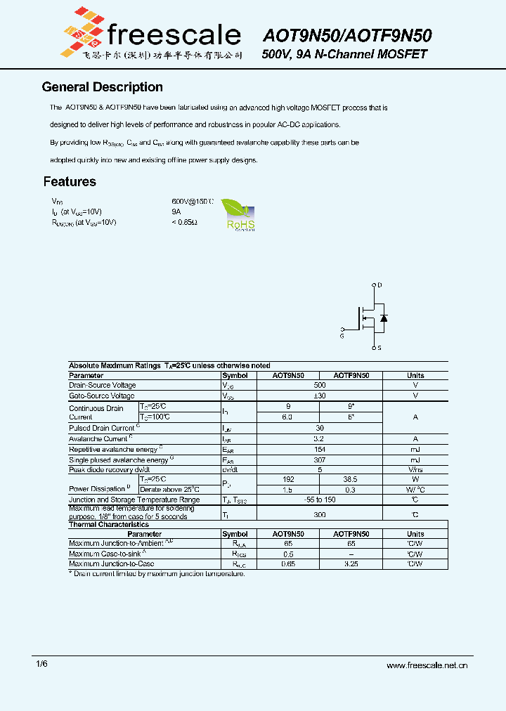 AOT9N50_6587892.PDF Datasheet