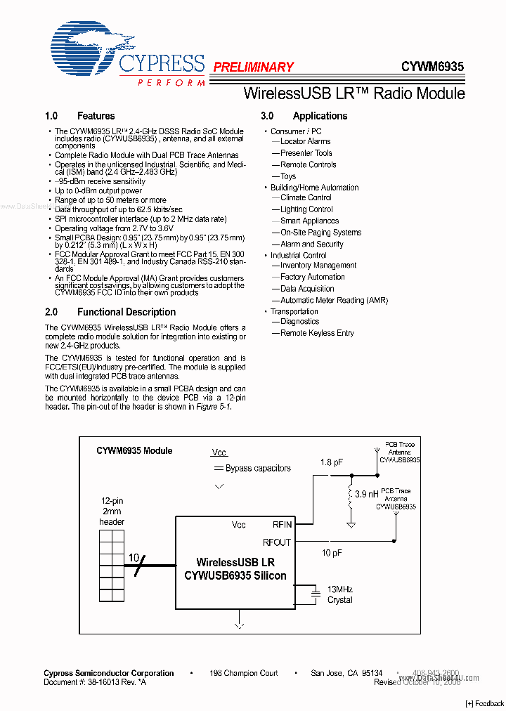 CYWM6935_6591725.PDF Datasheet