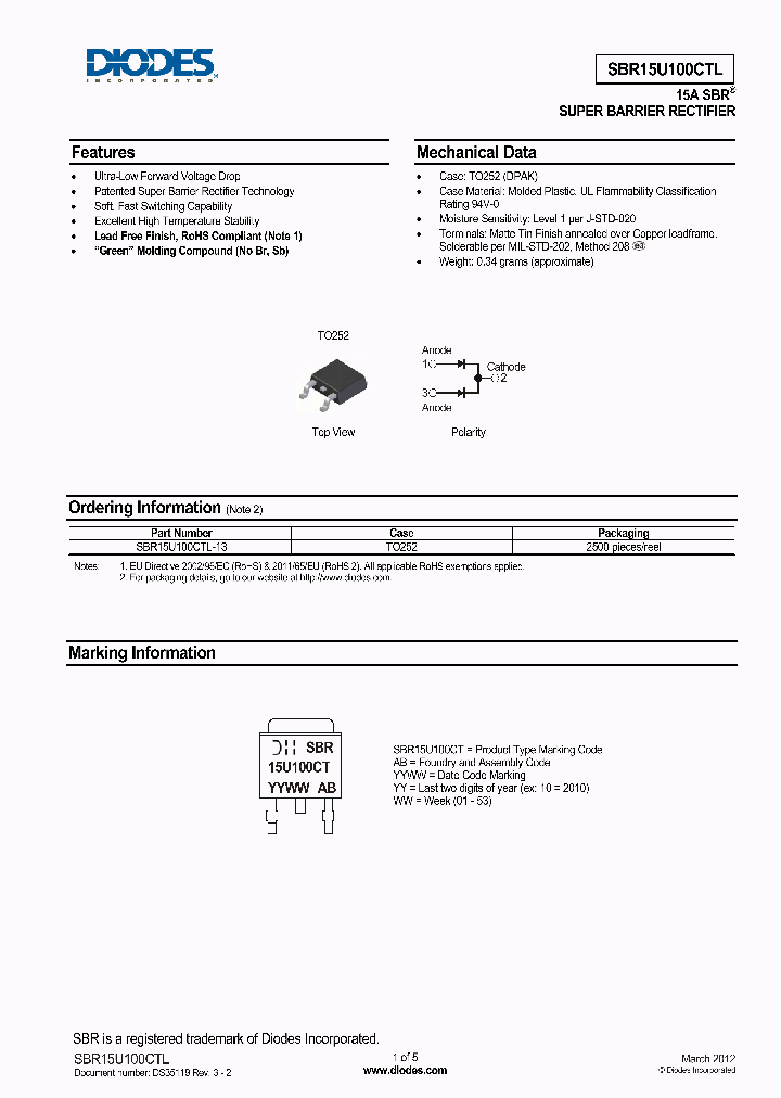 SBR15U100CTL-13_6598801.PDF Datasheet