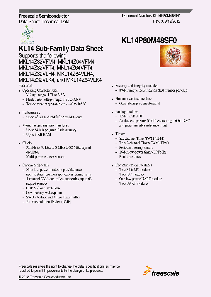 MKL14Z32VLH4_6600106.PDF Datasheet