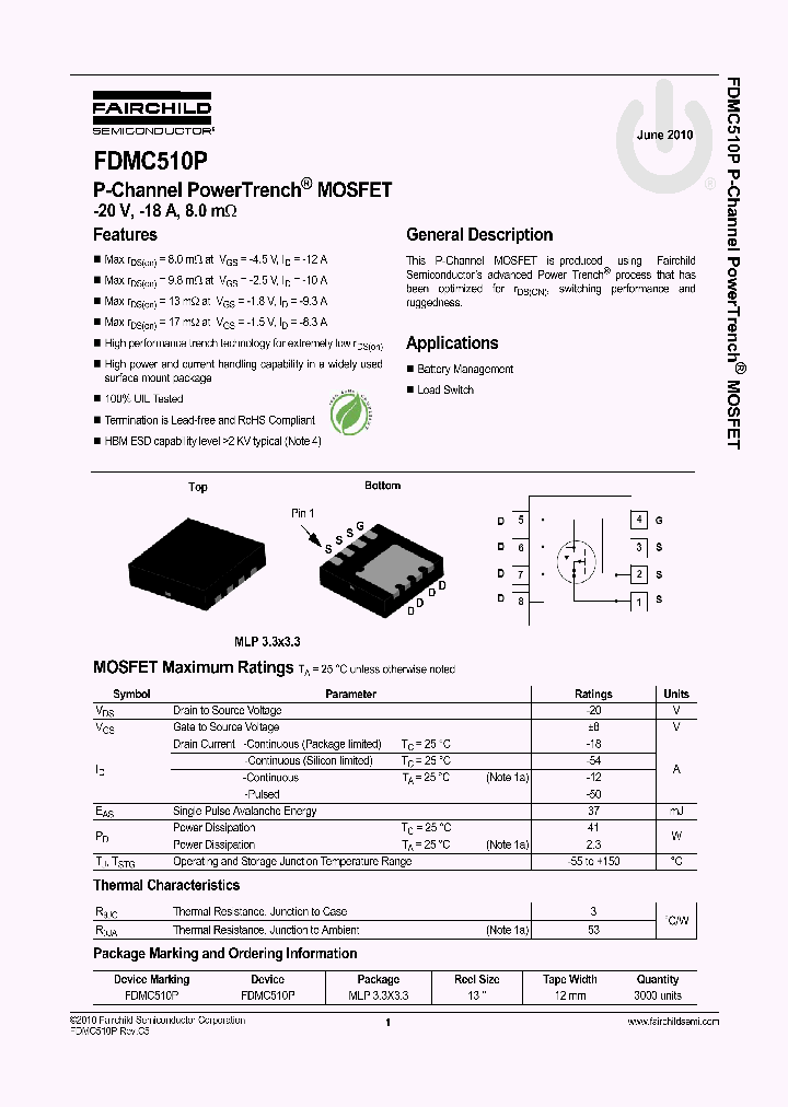 FDMC510P_6600110.PDF Datasheet
