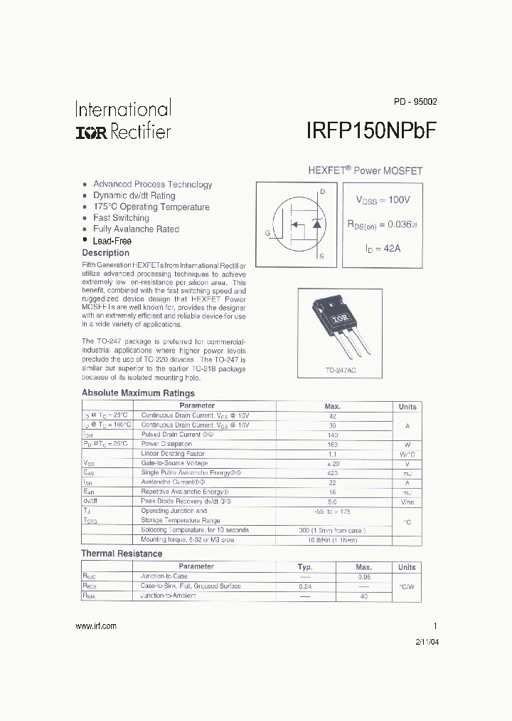 IRFP150NPBF_6600546.PDF Datasheet