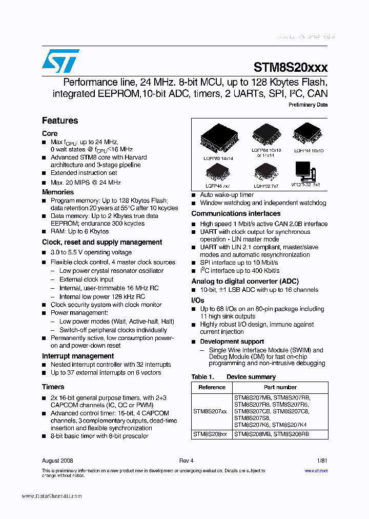 STM8S20XXX_6601232.PDF Datasheet