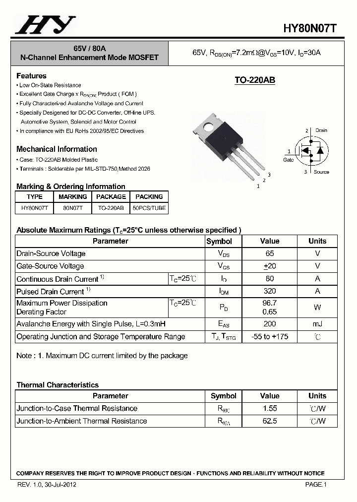 HY80N07T_6604129.PDF Datasheet