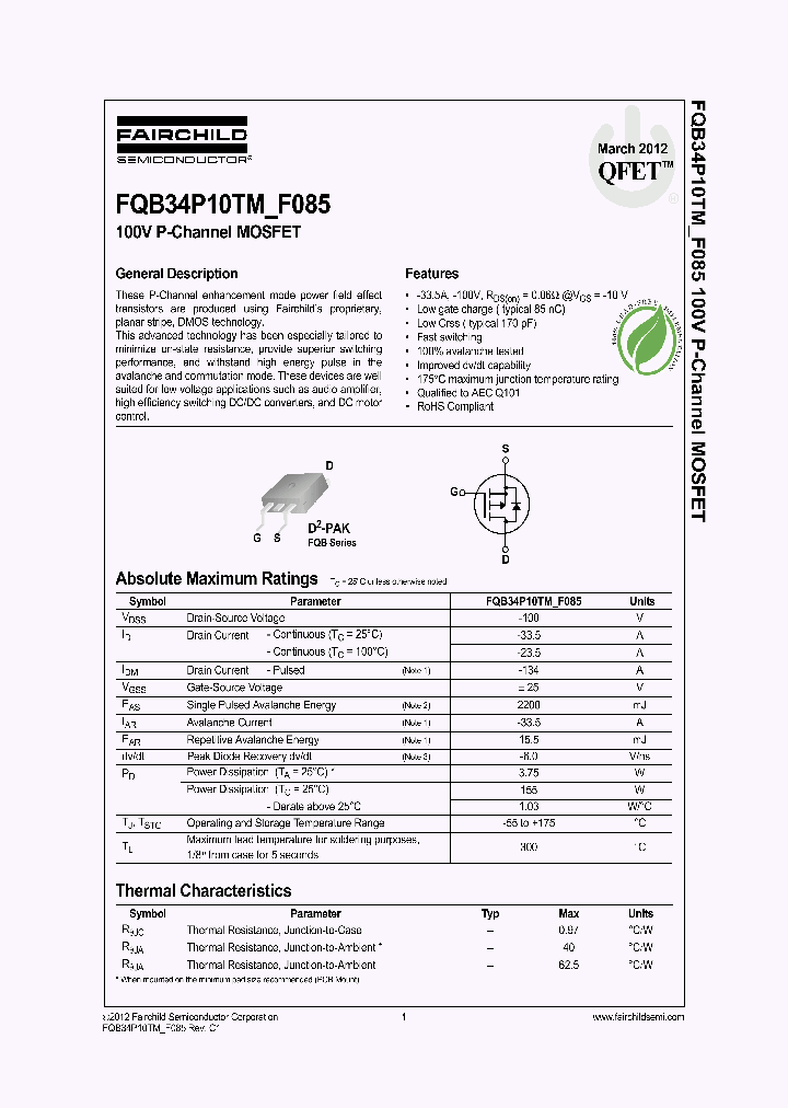 FQB34P10TM_6604330.PDF Datasheet