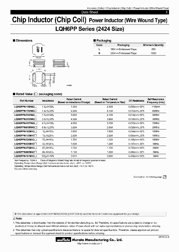 LQH6LLN1R0N43L_6608204.PDF Datasheet