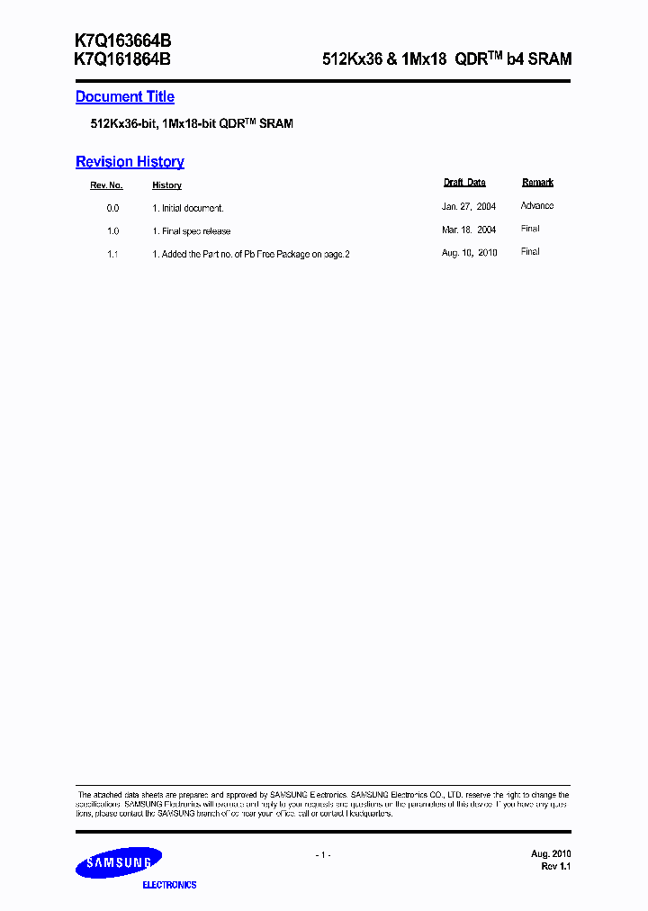 K7Q163664B10_6608864.PDF Datasheet