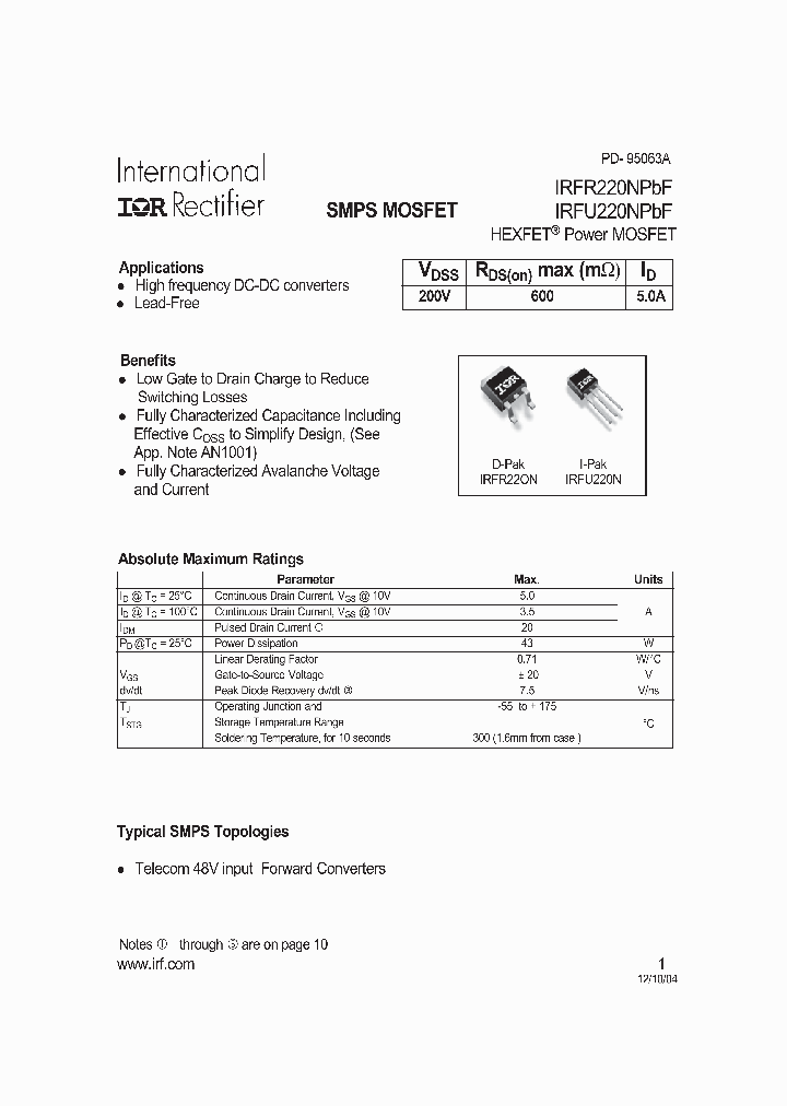 IRFR220NTRPBF_6617750.PDF Datasheet