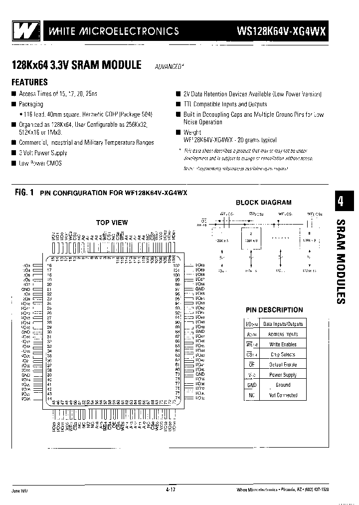 WS128K64V-25G4WIA_6619798.PDF Datasheet