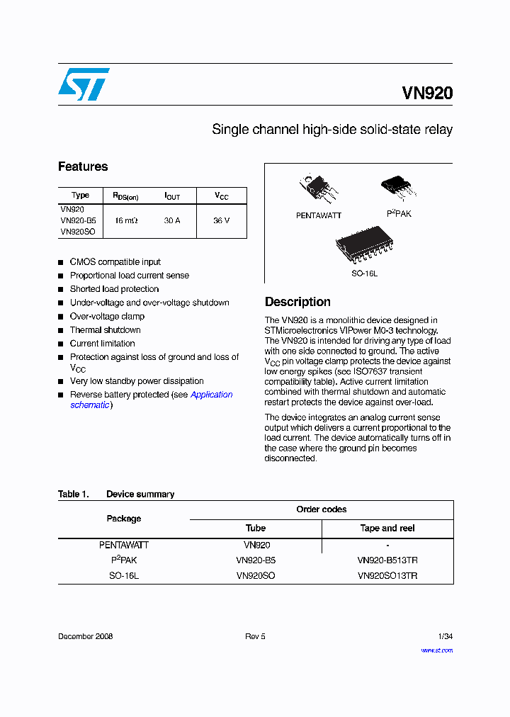 STMICROELECTRONICS-VN920-B513TR_6621905.PDF Datasheet