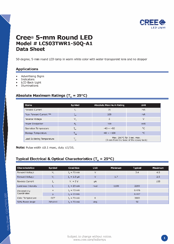 CREEINC-LC503TWR1-50Q-A1_6623217.PDF Datasheet