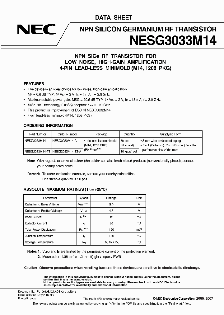 NESG3033M14-T3-AFB_6626071.PDF Datasheet