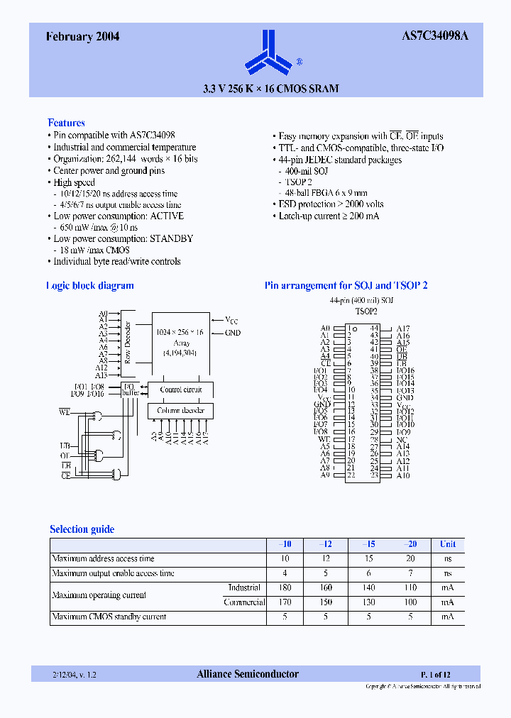 AS7C34098A-20BI_6622676.PDF Datasheet