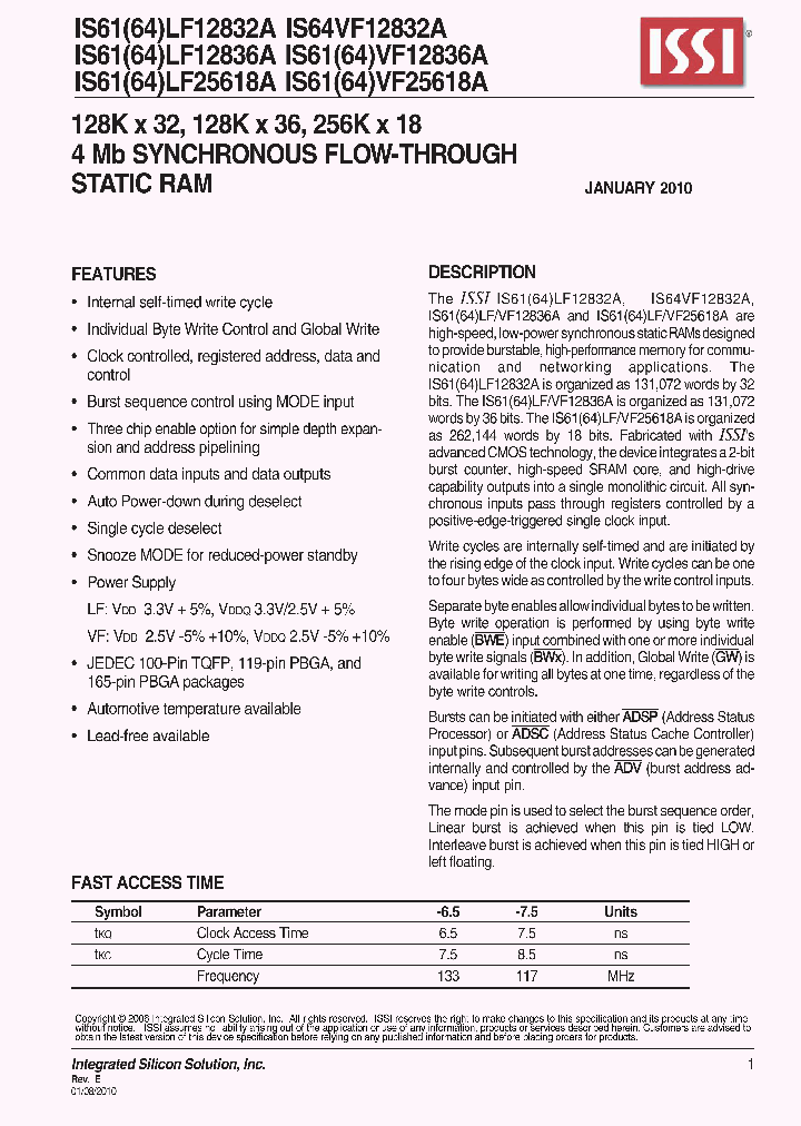IS61LF25618A-75TQA3_6620755.PDF Datasheet