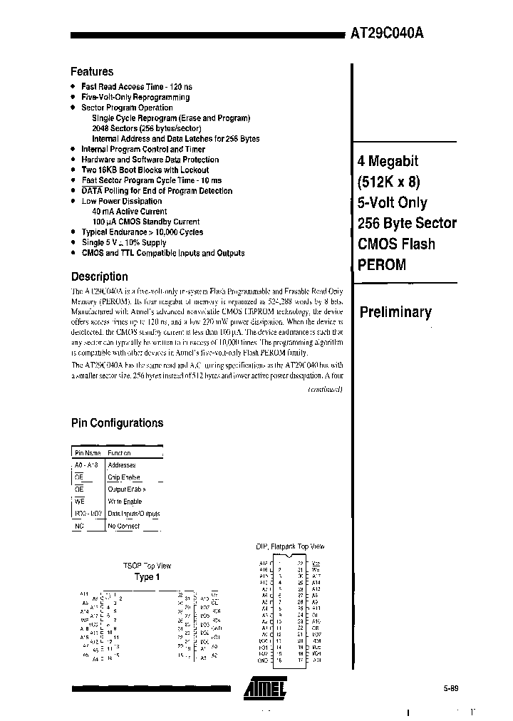 AT29C040A-15DC_6626549.PDF Datasheet