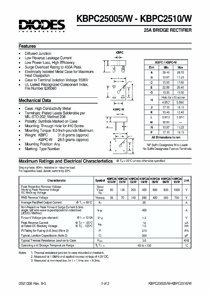 KBPC25005W_6619493.PDF Datasheet