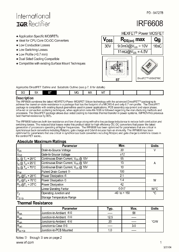 IRF6608TR1_6626640.PDF Datasheet