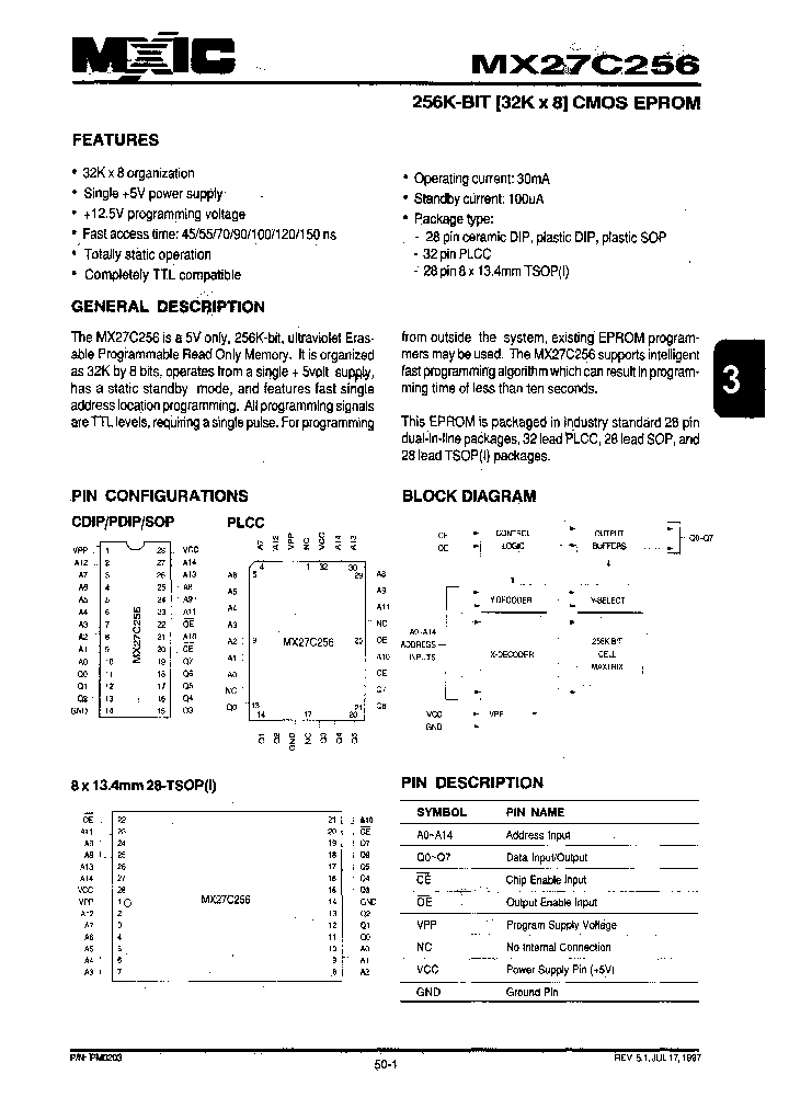 MACRONIXINTERNATIONALCOLTD-MX27C256MC-70_6624118.PDF Datasheet