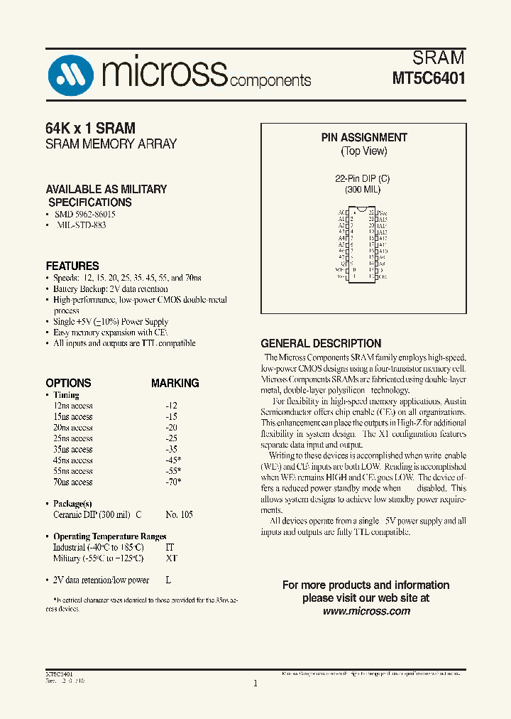 MT5C6401C-70LXT_6627121.PDF Datasheet