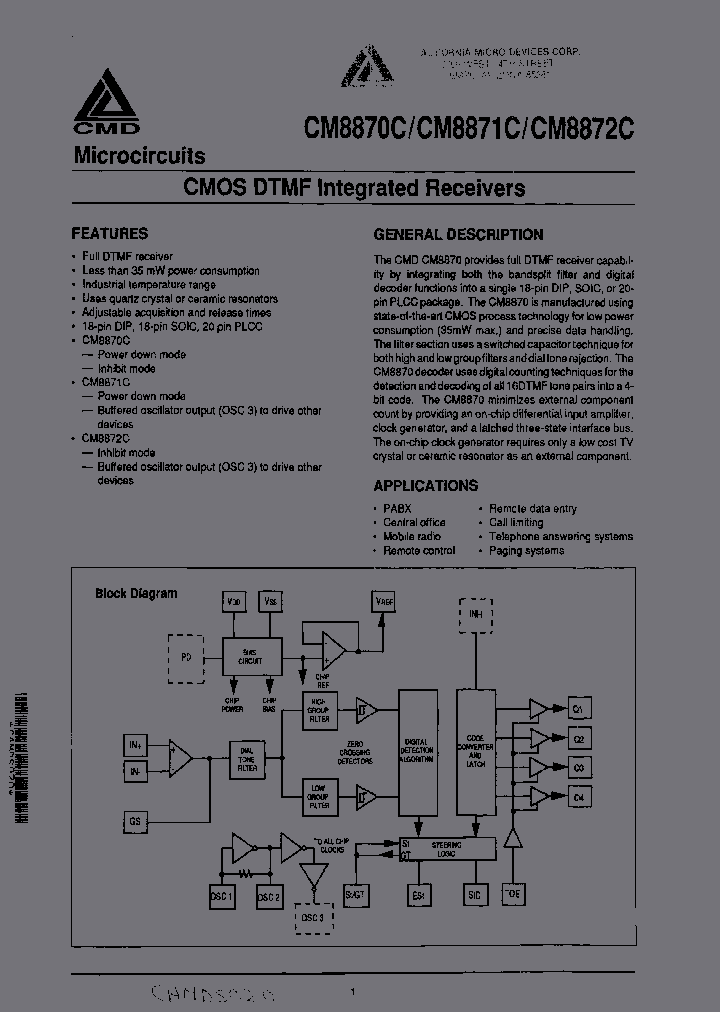 CM8871CE_6630235.PDF Datasheet