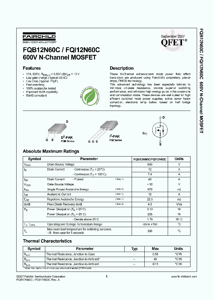 FQB12N60CTM_6624721.PDF Datasheet