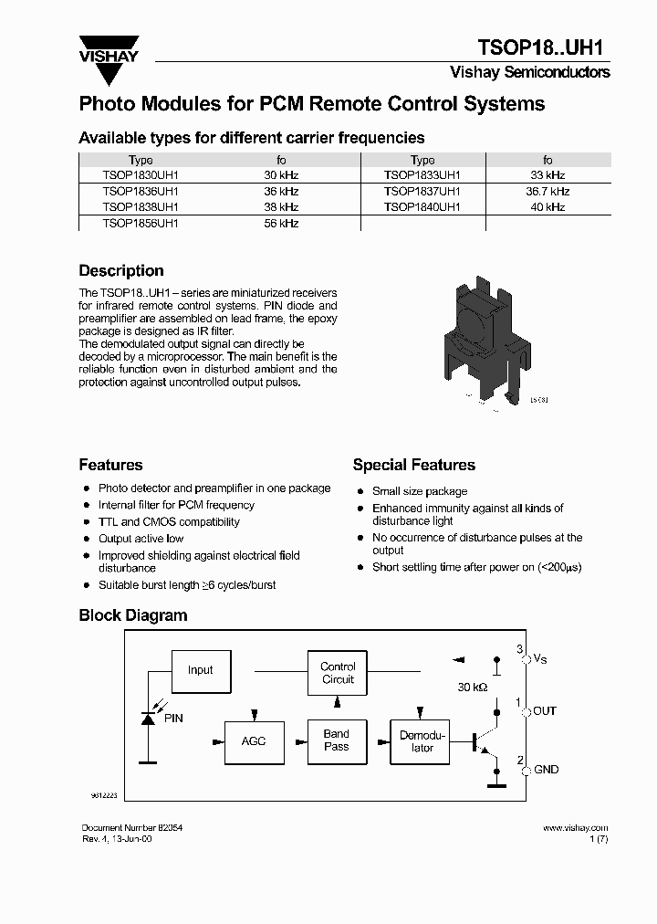 TSOP1837UH1_6633667.PDF Datasheet