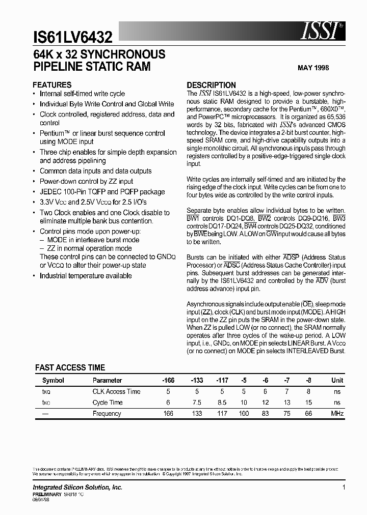 IS61LV6432-6PQ_6626770.PDF Datasheet