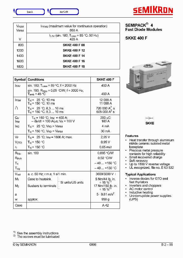 SEMIKRONINTERNATIONAL-SKKE400F18_6634603.PDF Datasheet