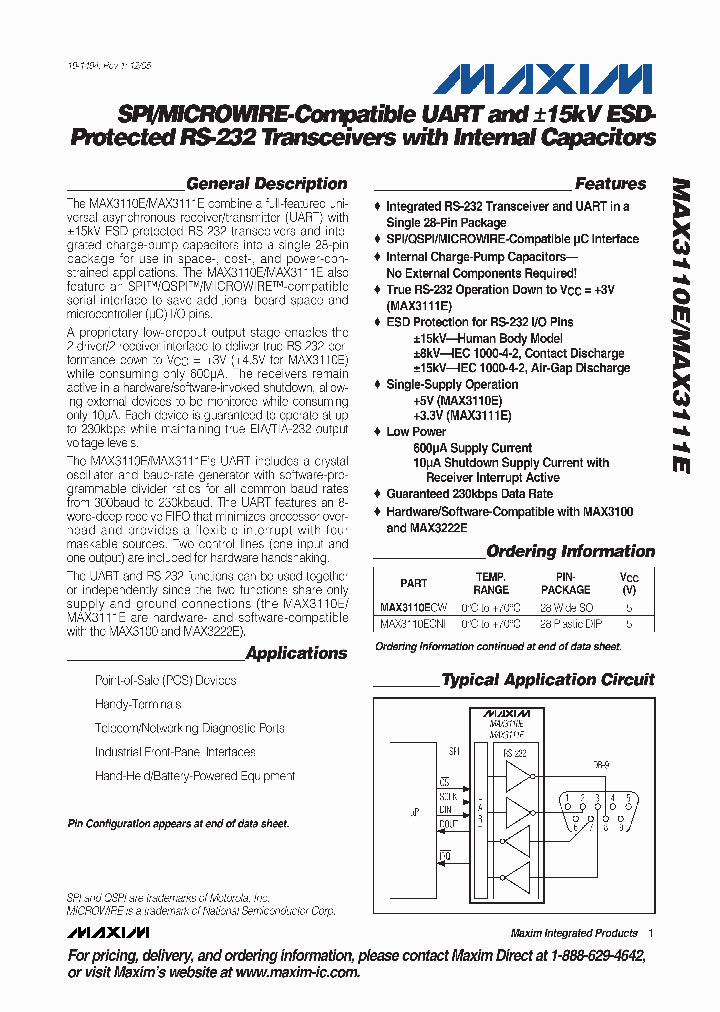 MAXIMINTEGRATEDPRODUCTSINC-MAX3110EEWI-T_6637837.PDF Datasheet