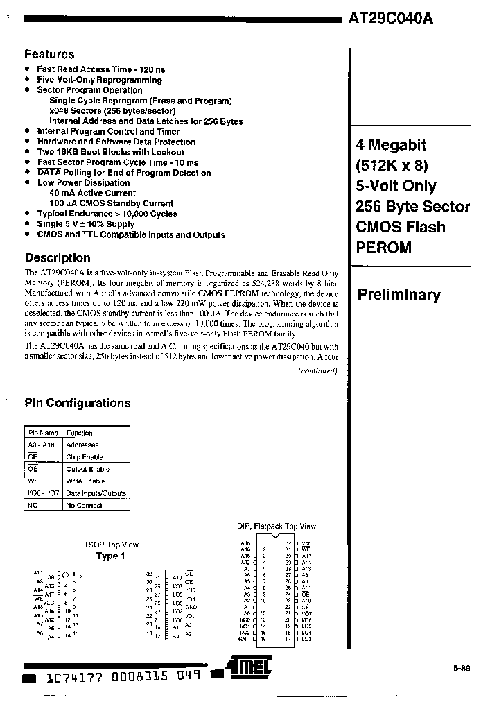 AT29C040A-12DC_6637305.PDF Datasheet