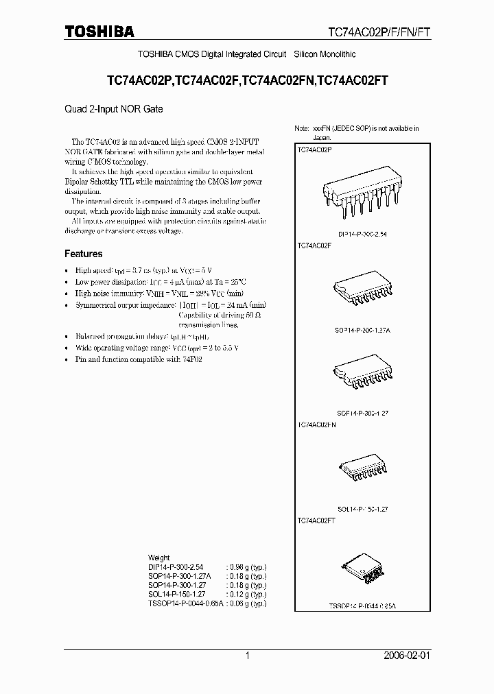 TC74AC02FN_6640964.PDF Datasheet