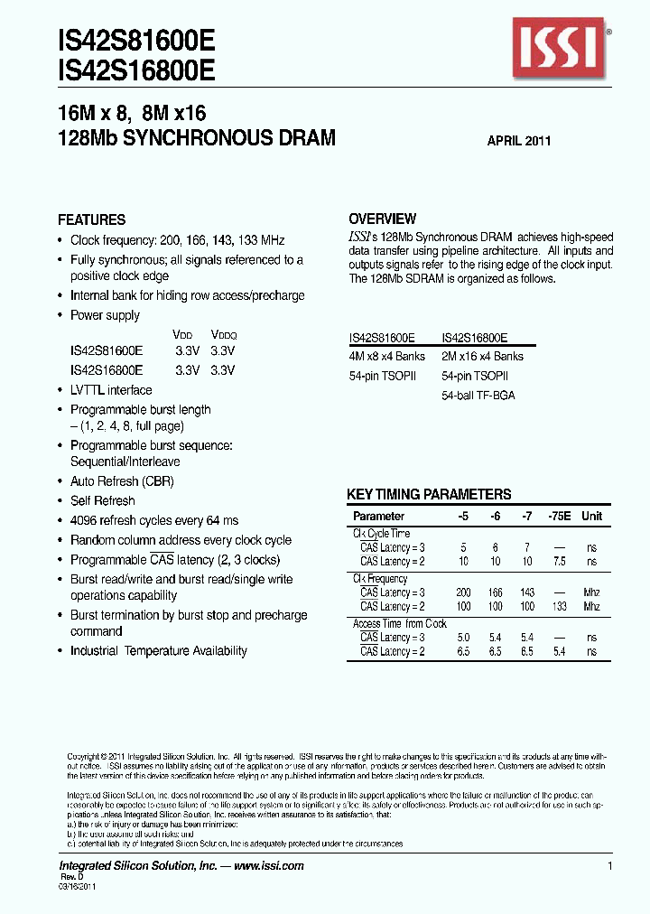 IS42S16800E-6TLI_6643228.PDF Datasheet
