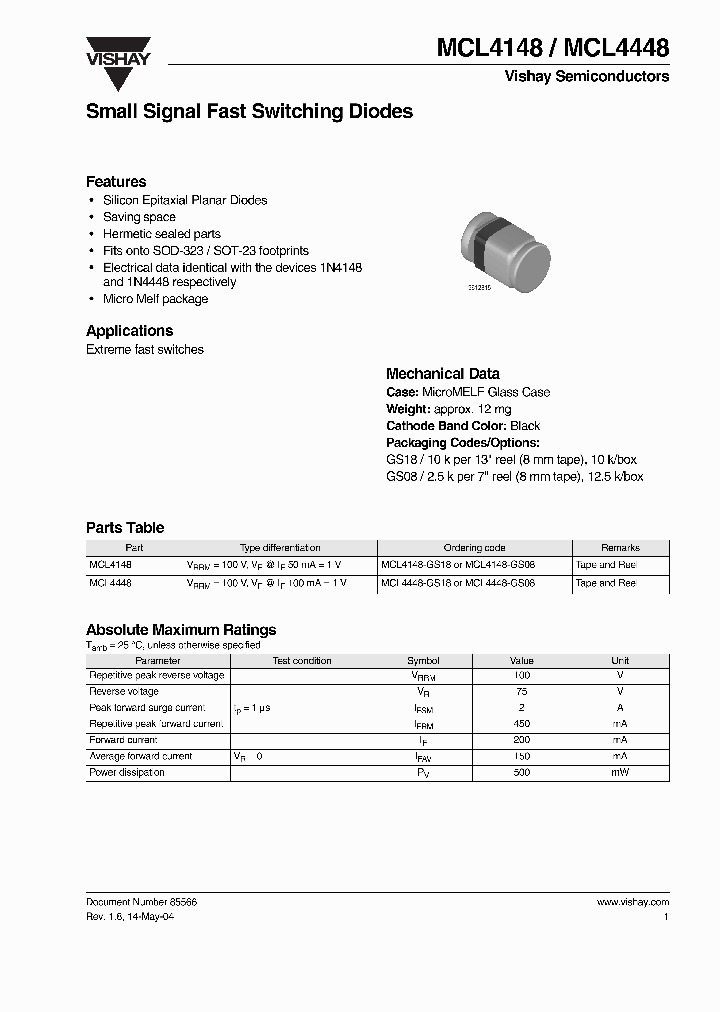 VISHAYSEMICONDUCTORS-MCL4148-GS08_6642911.PDF Datasheet