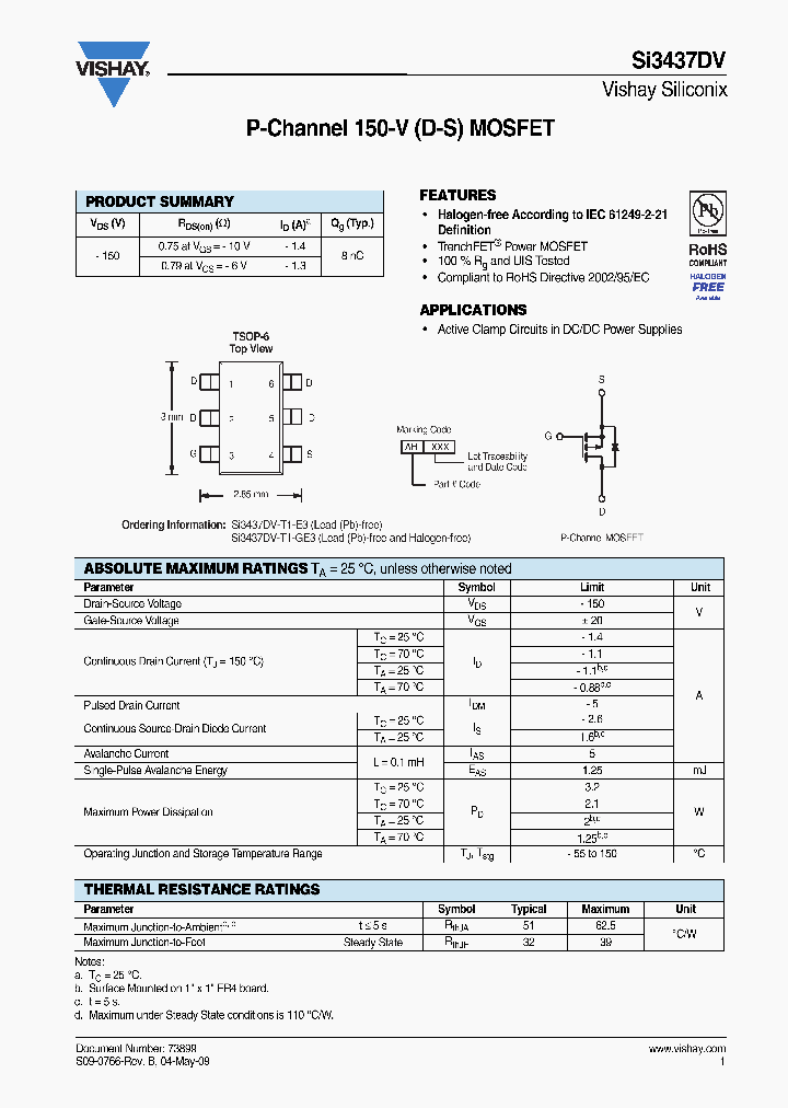 VISHAYSILICONIX-SI3437DV-T1-GE3_6644749.PDF Datasheet