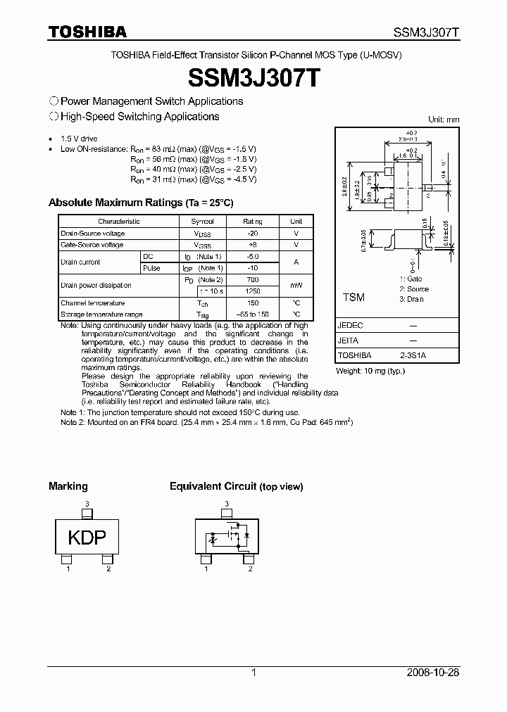 SSM3J307T_6647432.PDF Datasheet