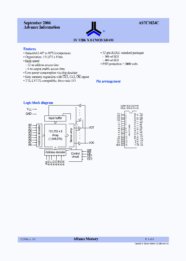 AS7C1024C-12JIN_6649964.PDF Datasheet