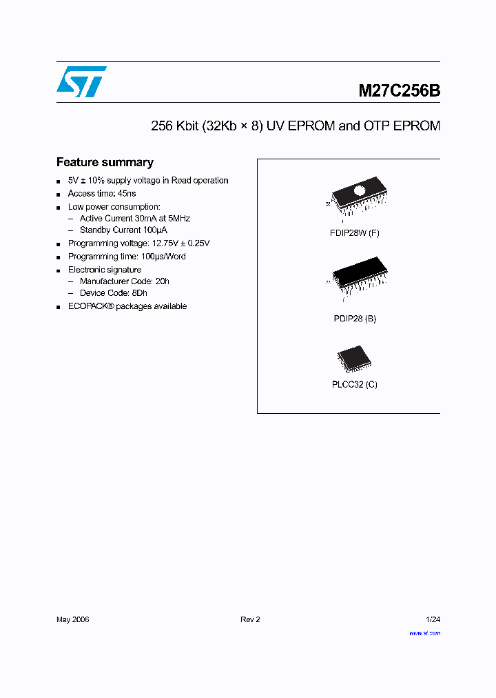 M27C256B-20XC6_6646965.PDF Datasheet